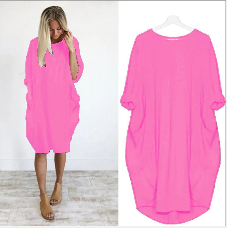 Women Summer Dress | Relaxed Fit Round Neck Midi Length Silhouette