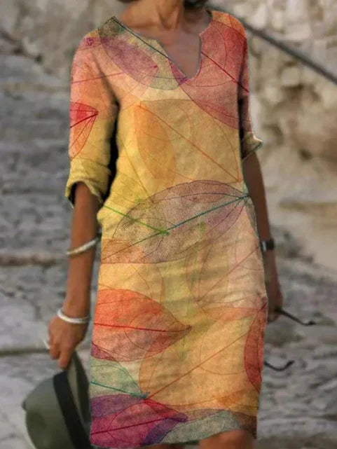 Damen Kleid | mittellange Form mit schlichter Rundhalsausschnitt