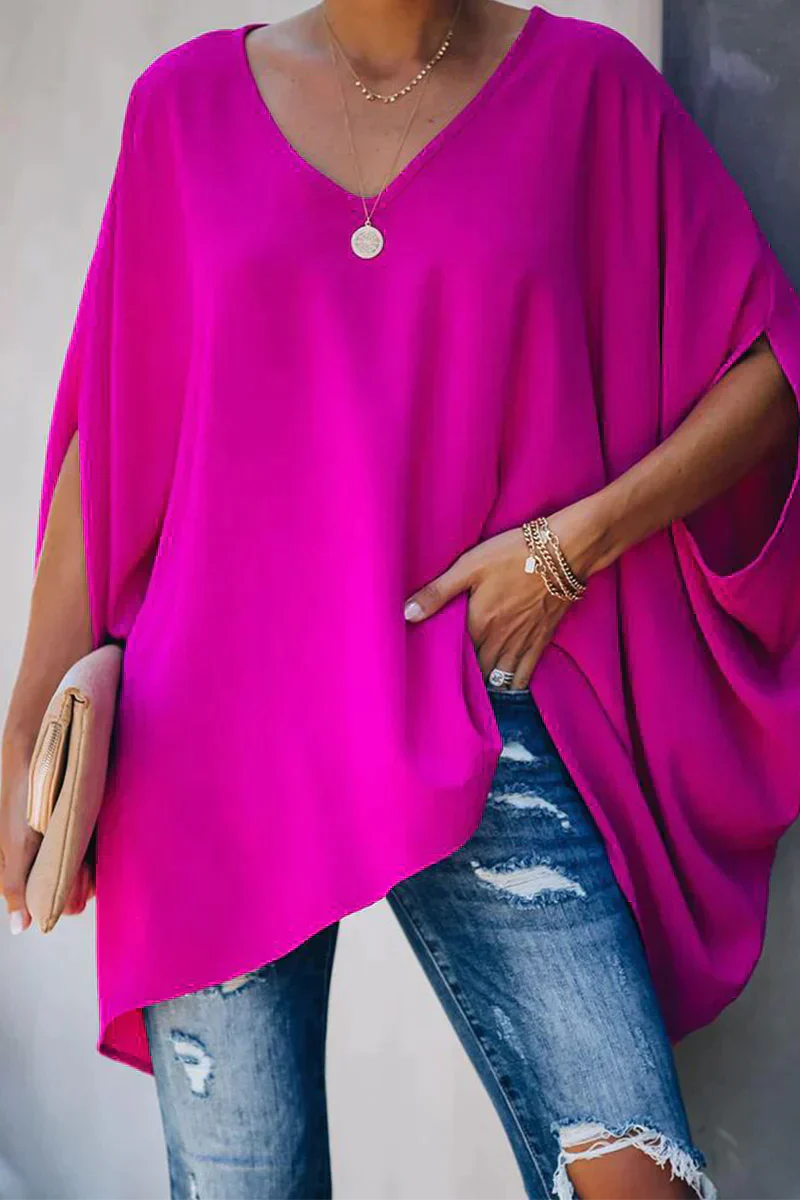 Damen Bluse | weite Form mit V-Ausschnitt