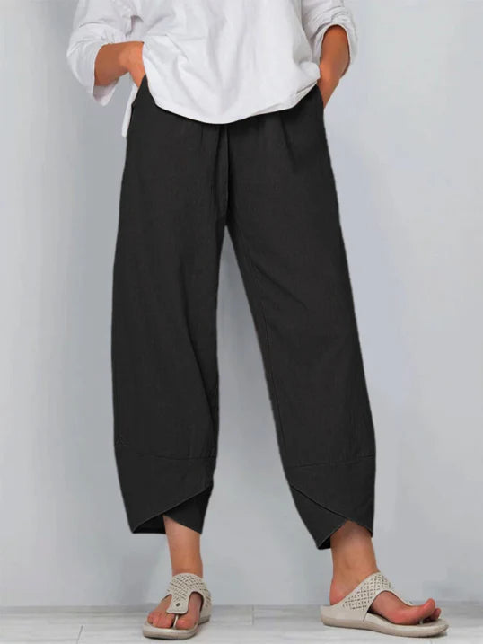 Women Trousers | Cropped Leg Relaxed Fit Silhouette Design