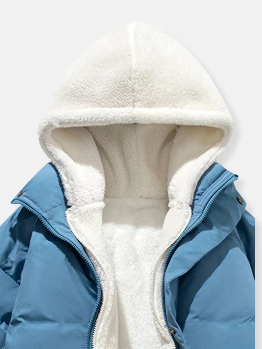 Warme Damen Winterjacke mit Reißverschluss | Mit Kapuze