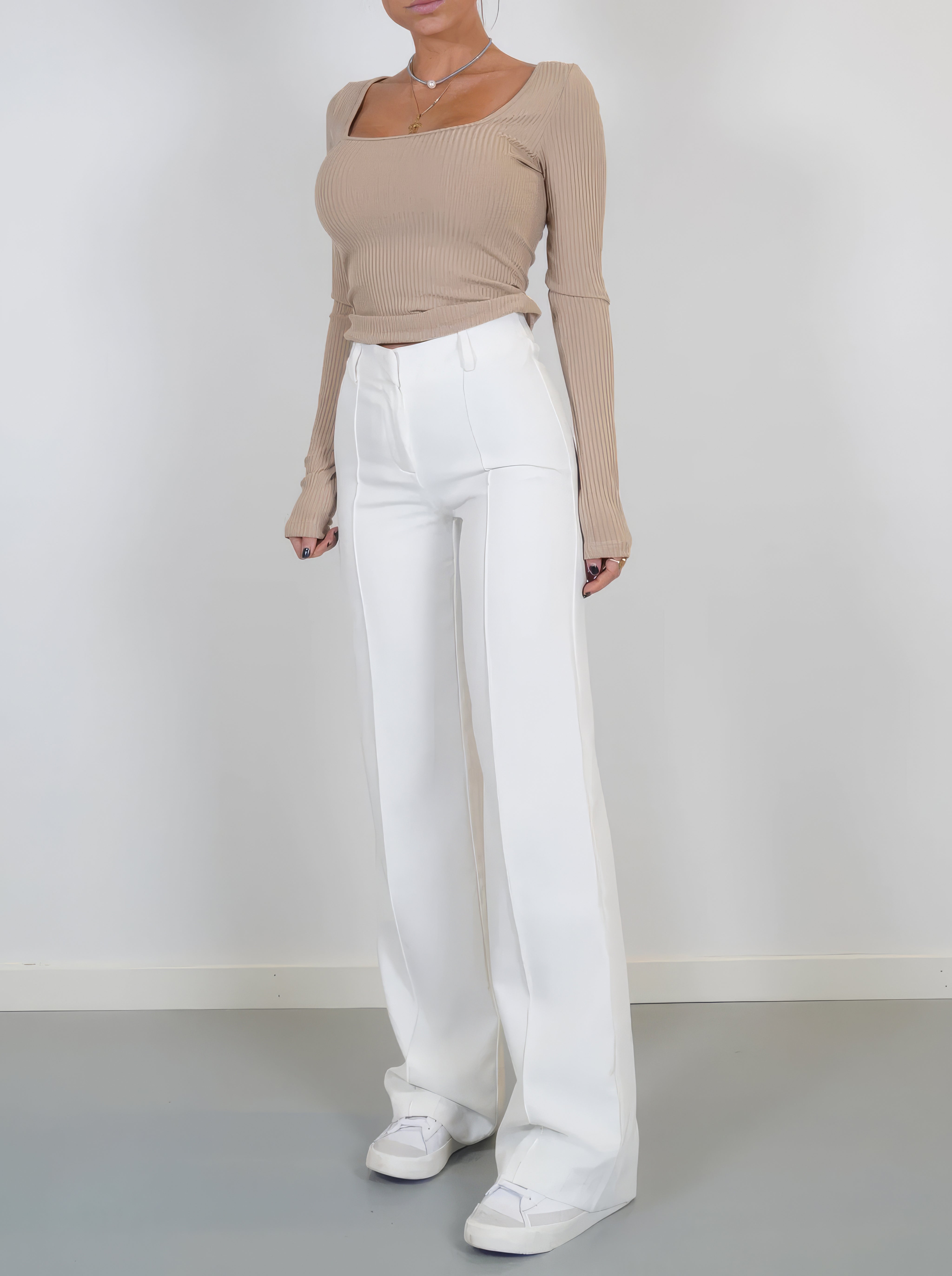 Women Trousers | High Waist Straight Leg Fit