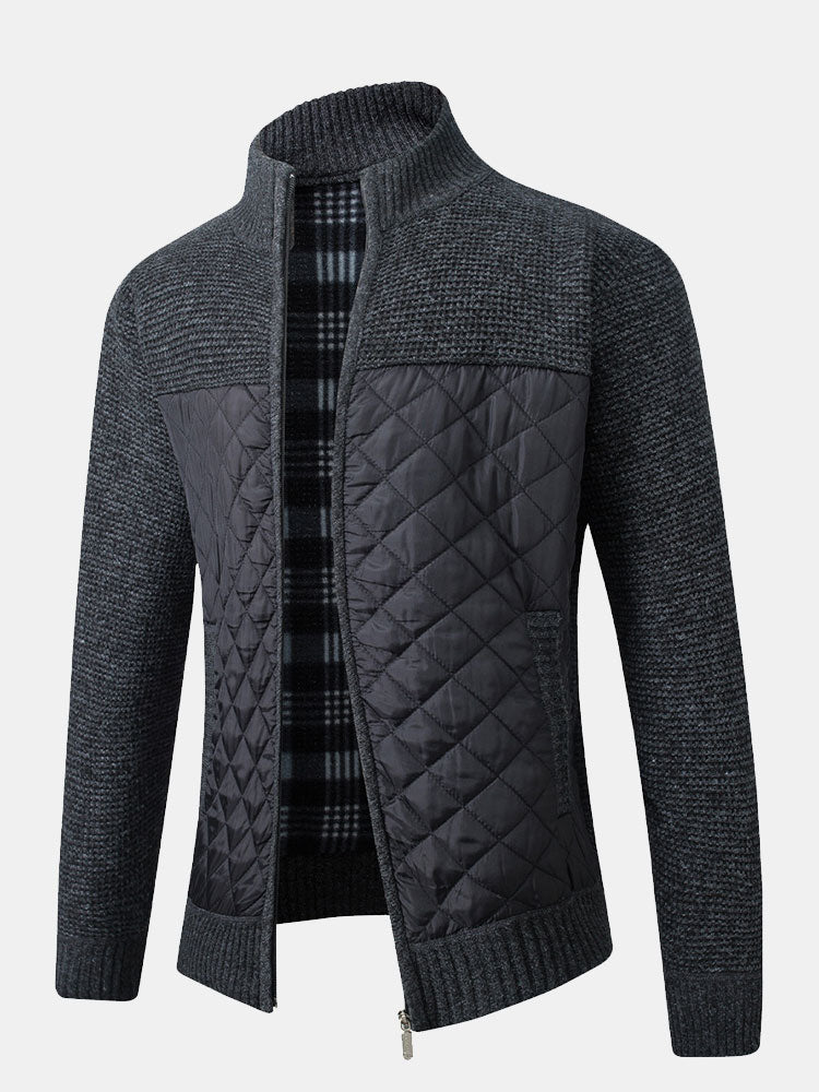 Herren Strickjacke | Karomuster und Frontverschluss