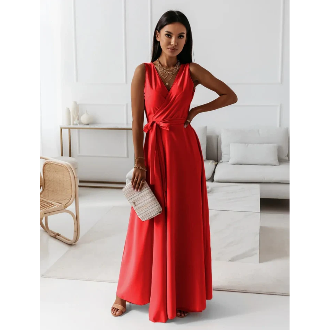 Damen-Maxikleid in Wickeloptik | ärmellose Ausführung