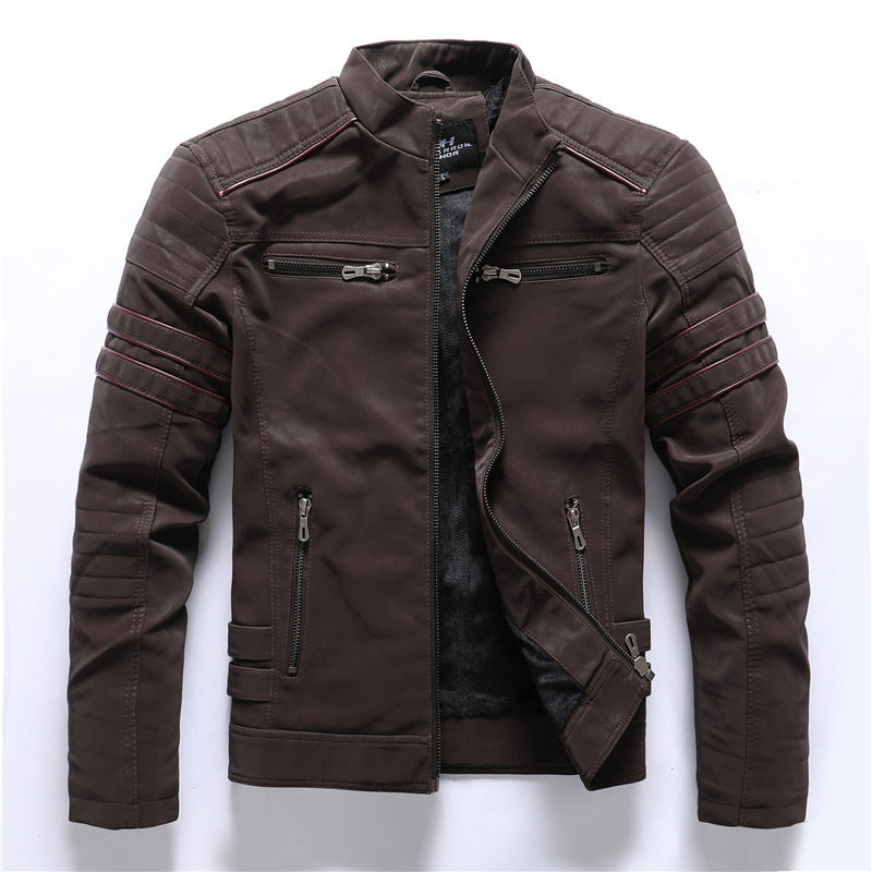 Herren-Motorradjacke mit cargoelementen | reißverschlussführung