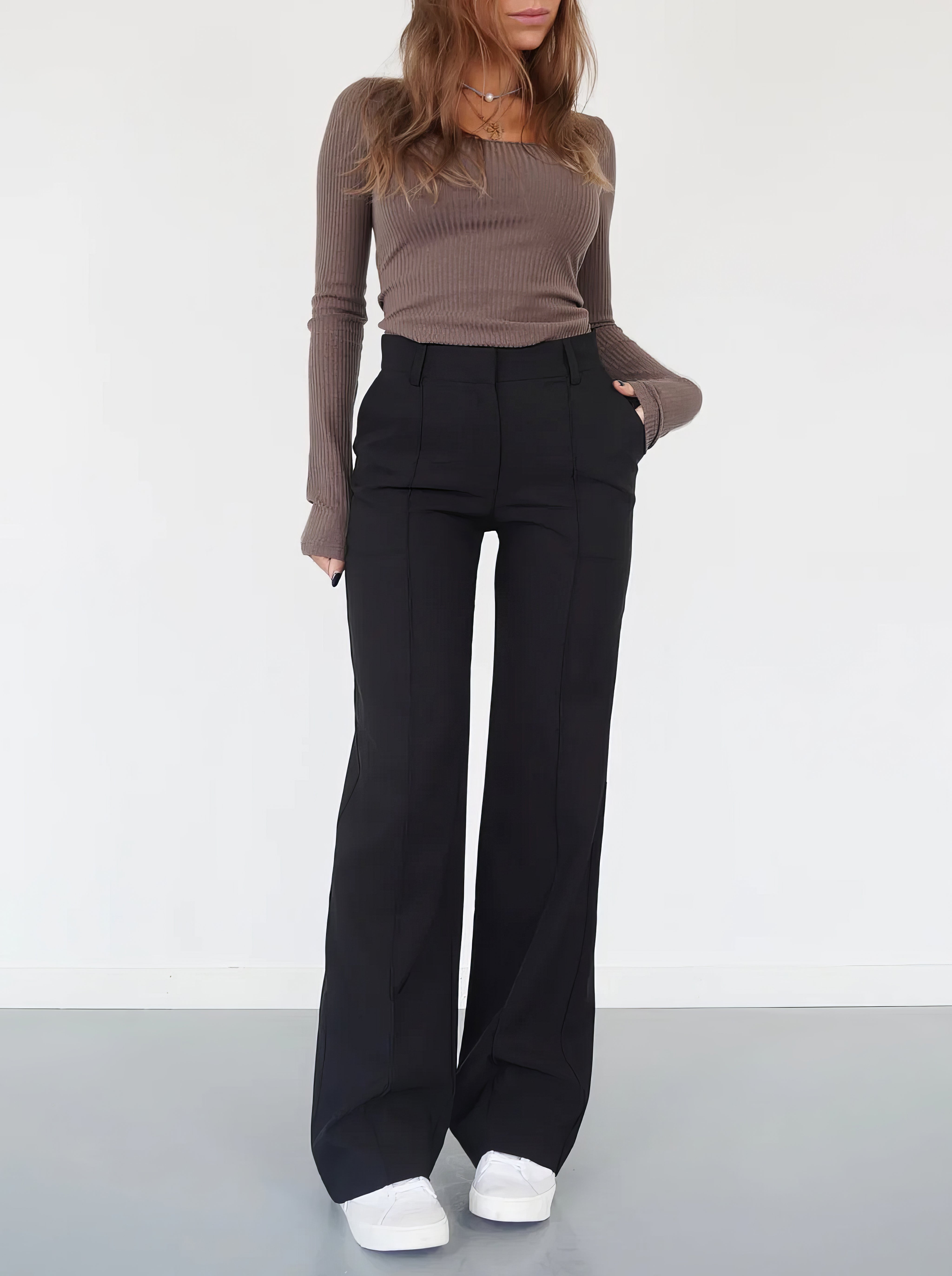 Women Trousers | High Waist Straight Wide Leg Fit Design