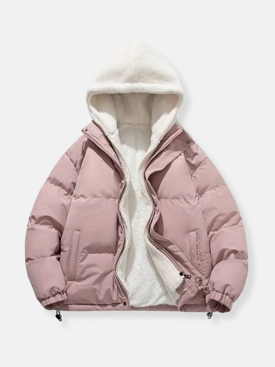 Warme Damen Winterjacke mit Reißverschluss | Mit Kapuze