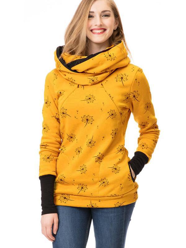 Stillpullover Damen | Kapuze mit Reißverschluss und Taschen