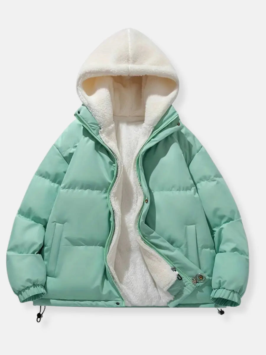 Warme Damen Winterjacke mit Reißverschluss | Mit Kapuze