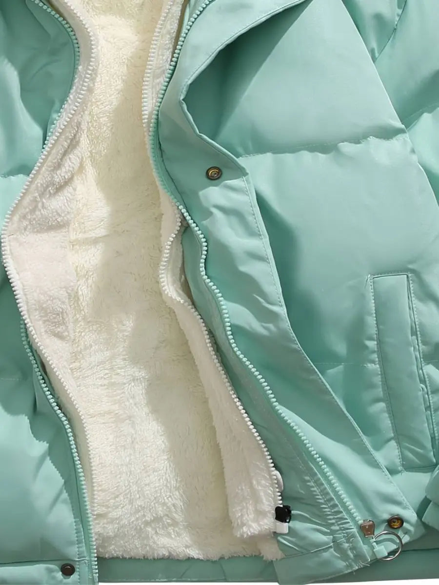 Warme Damen Winterjacke mit Reißverschluss | Mit Kapuze
