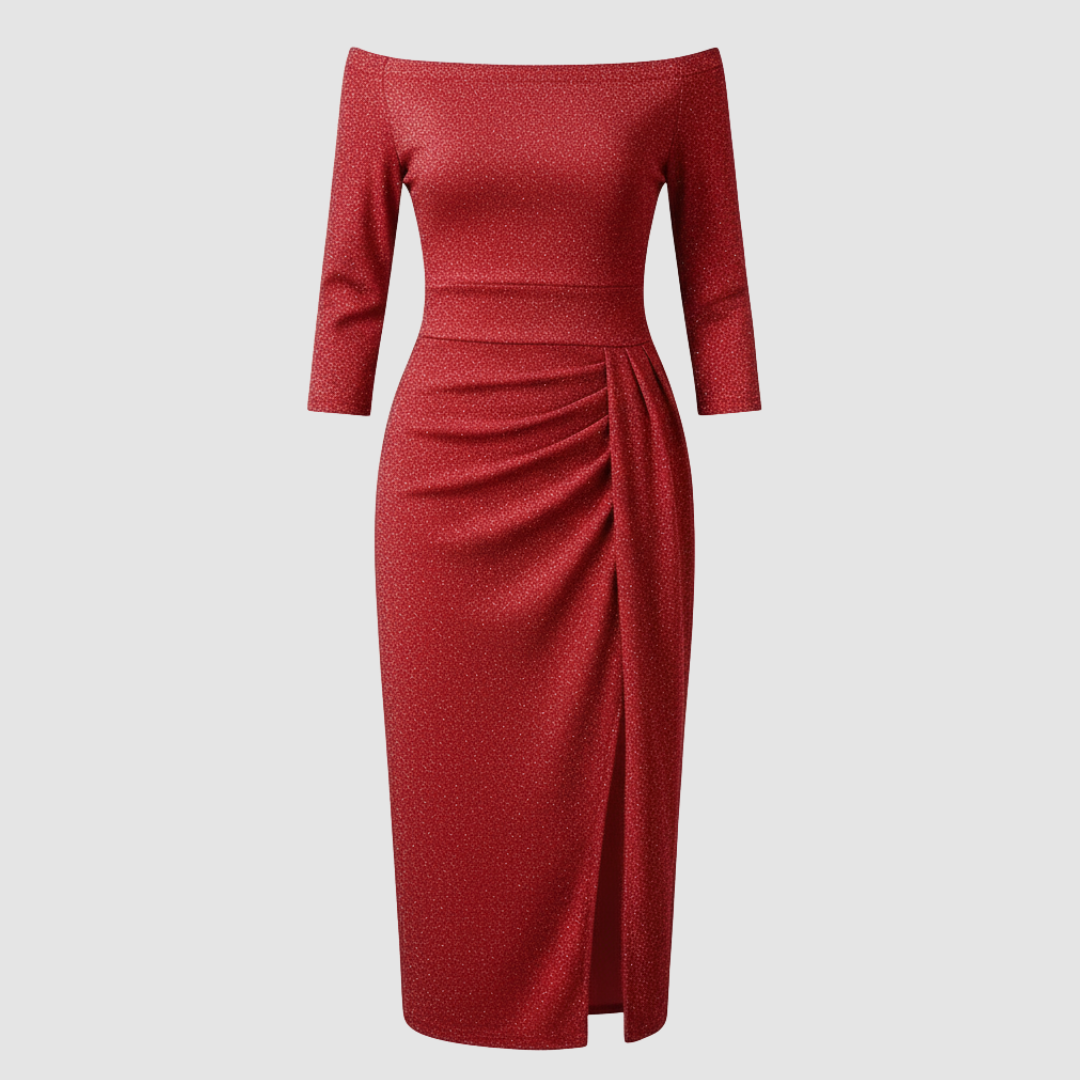 Damen Kleid | mittellange Form mit schulterfreiem Oberteil