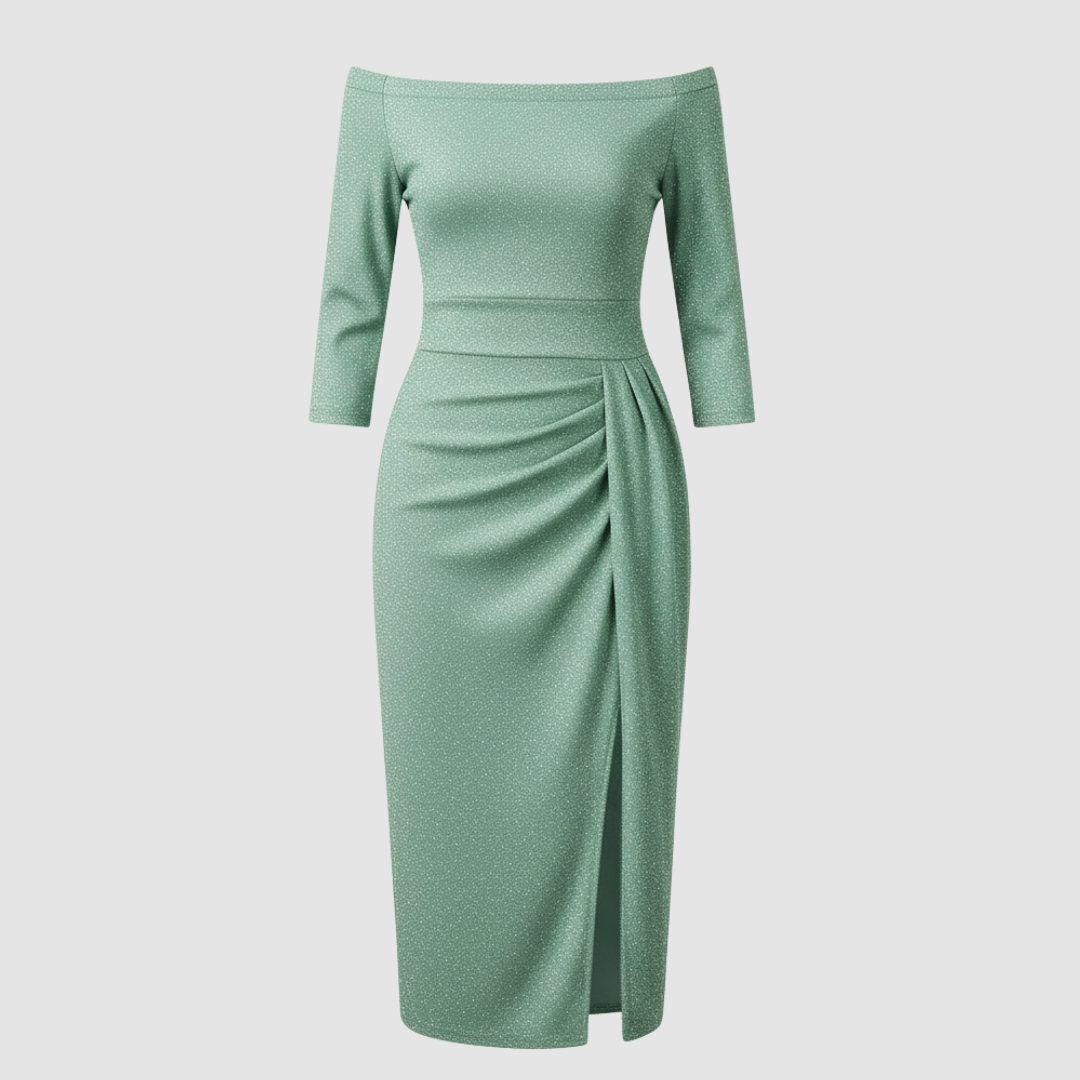 Damen Kleid | mittellange Form mit schulterfreiem Oberteil