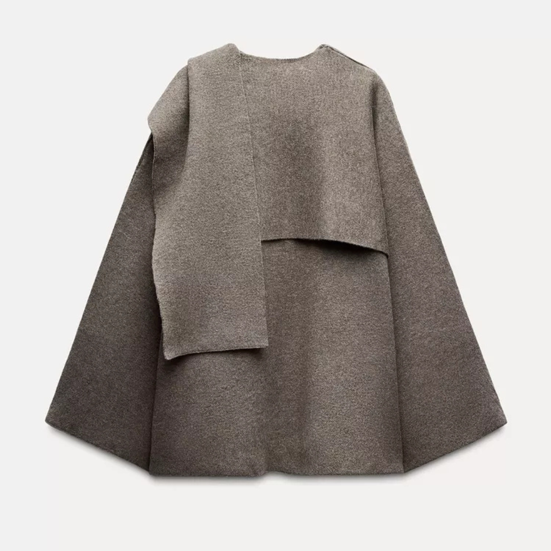 Damen Cape Winterjacke | Knopfverschluss und weiter Schnitt