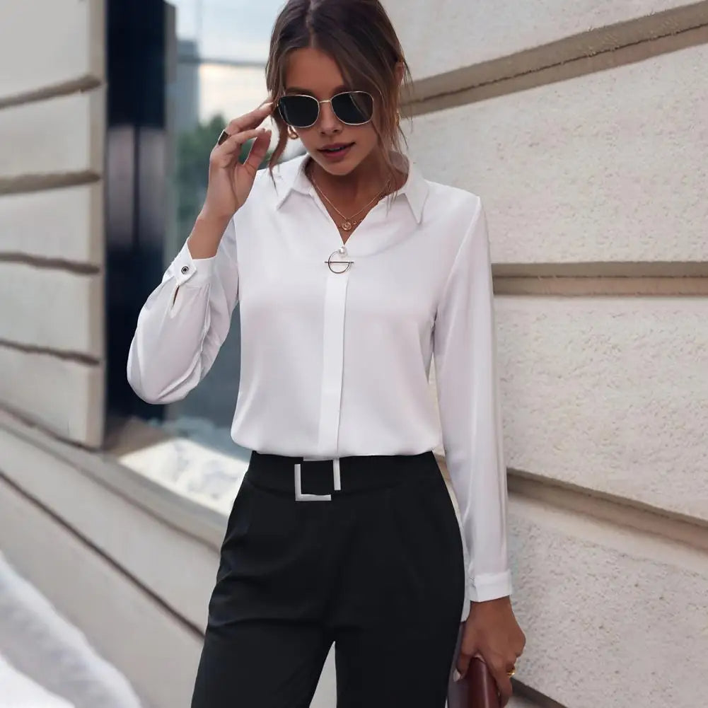 Damen Bluse | klassischer Kragen und lange Ärmel