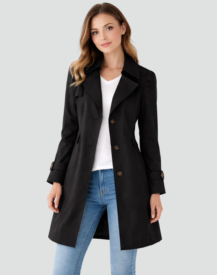 Damen Mantel | Reverskragen mit Knopfleiste und Taschen