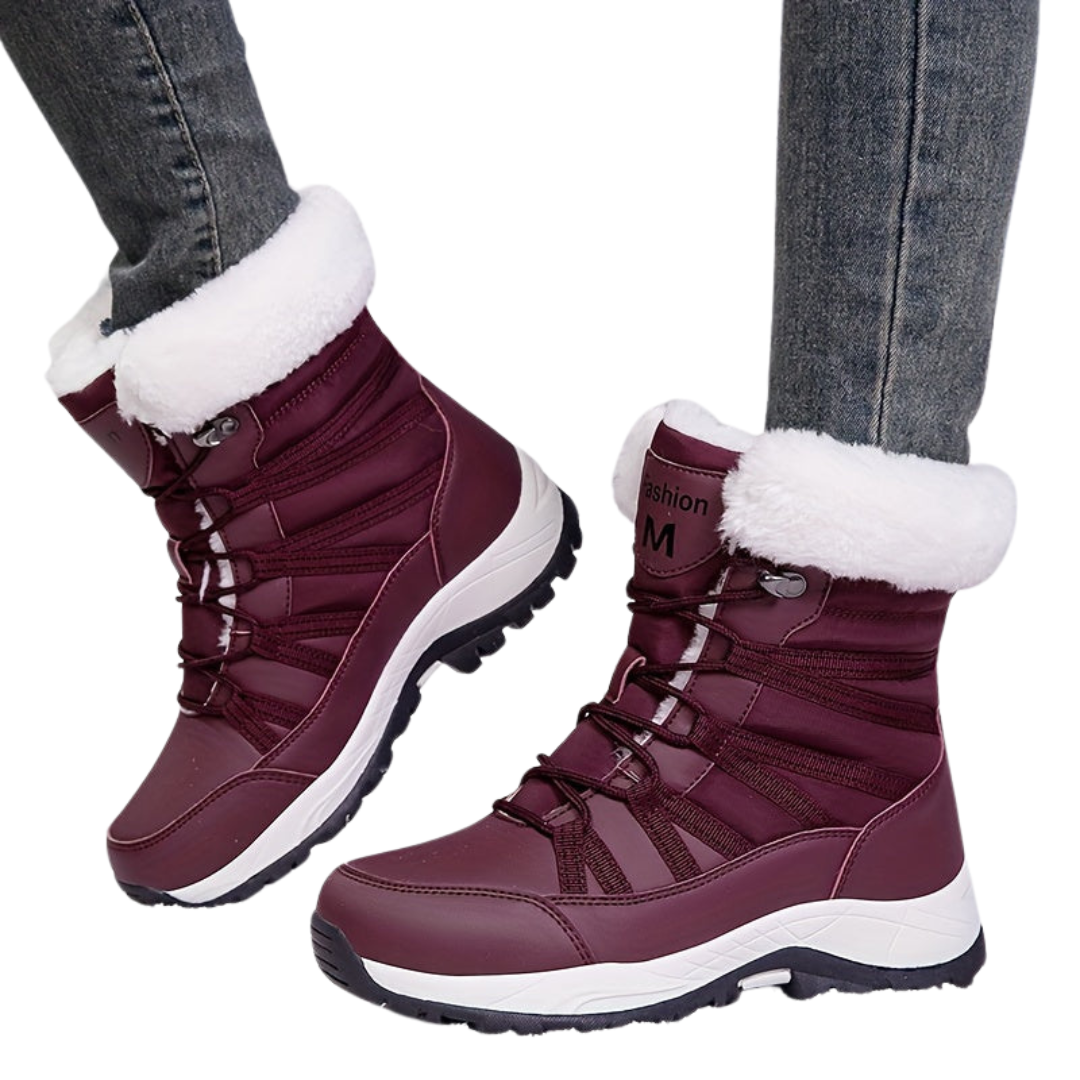 Damen Winterstiefel | Hoher Schaft geschlossene Form Profilsohle