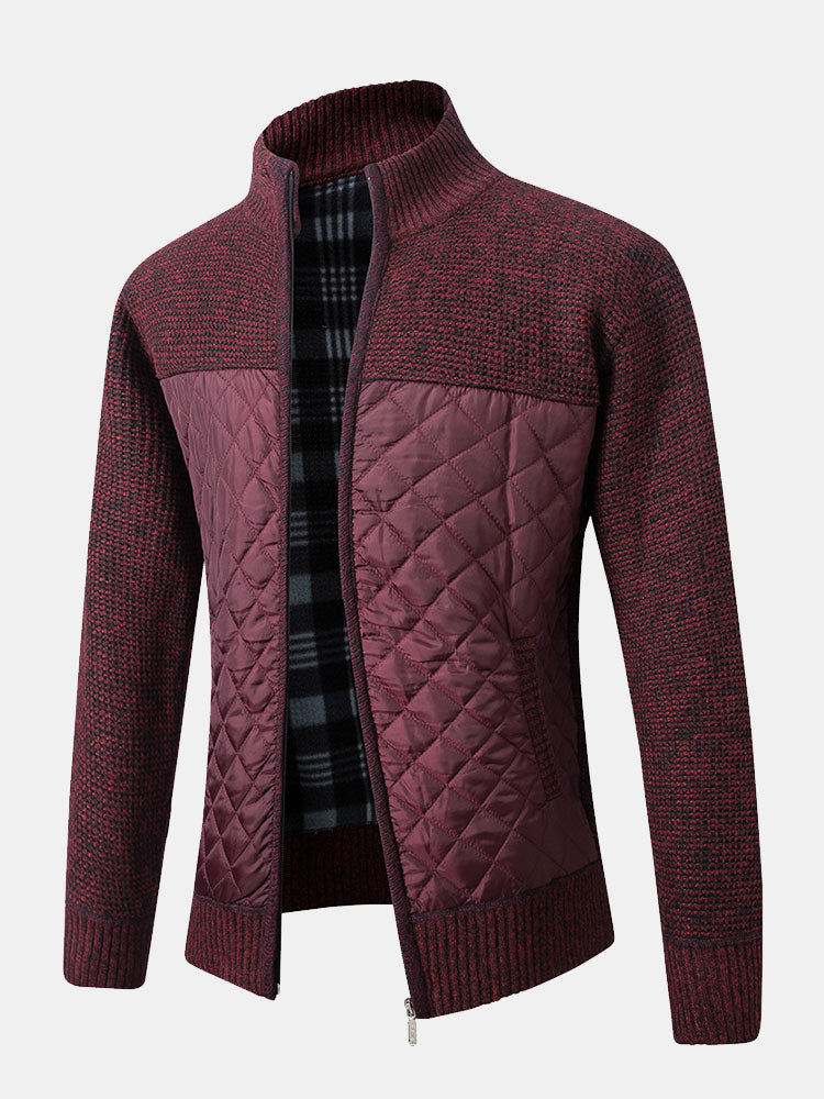 Herren Strickjacke | Karomuster und Frontverschluss