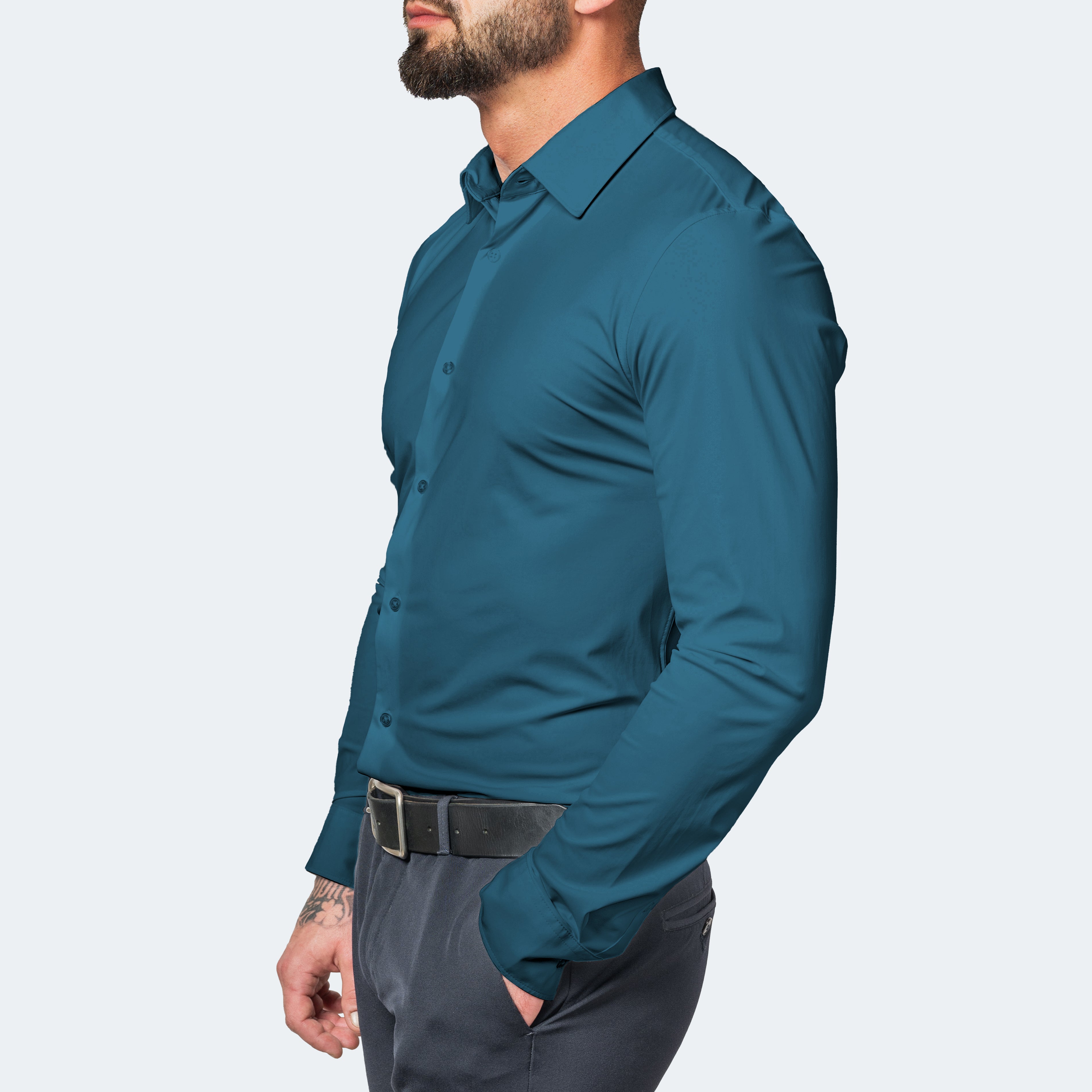 Herren Hemd | breiter Kragen mit Knopfleiste
