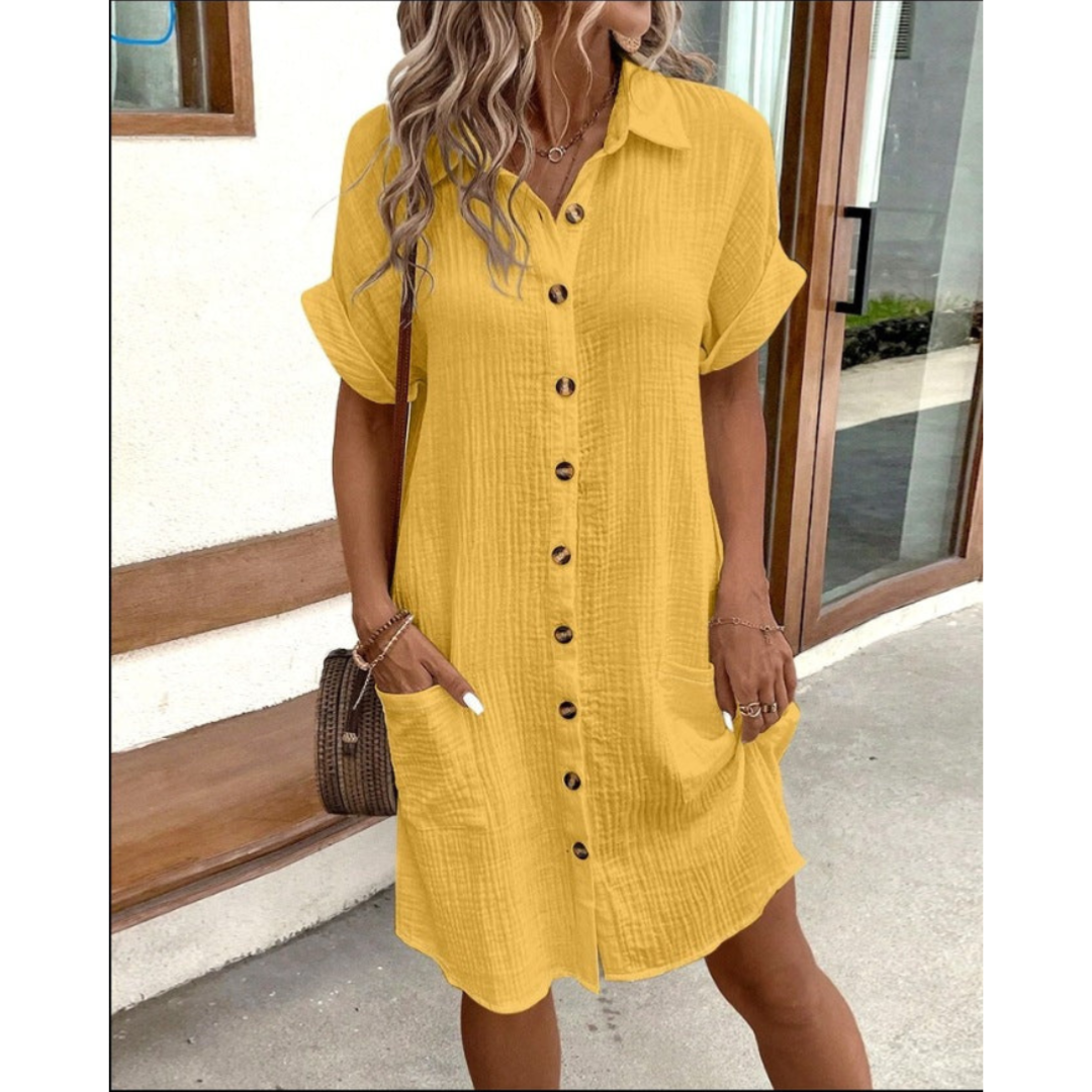 Women Shirt Dress | Relaxed Fit Midi Length