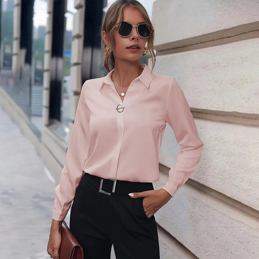 Damen Bluse | klassischer Kragen und lange Ärmel