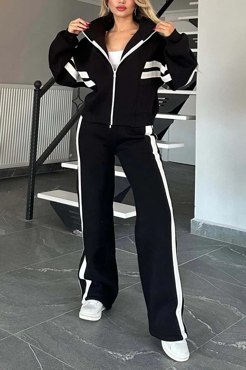 Damen Zweiteiler | Reißverschlussjacke mit Seitenstreifen
