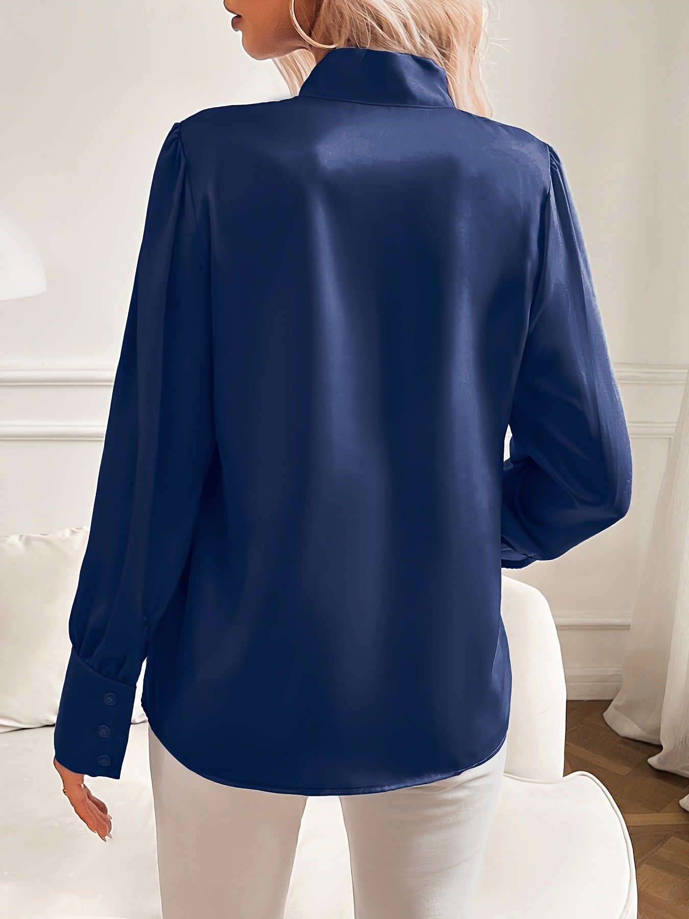 Women Blouse | Bow Neck Long Sleeve Tie Closure Design