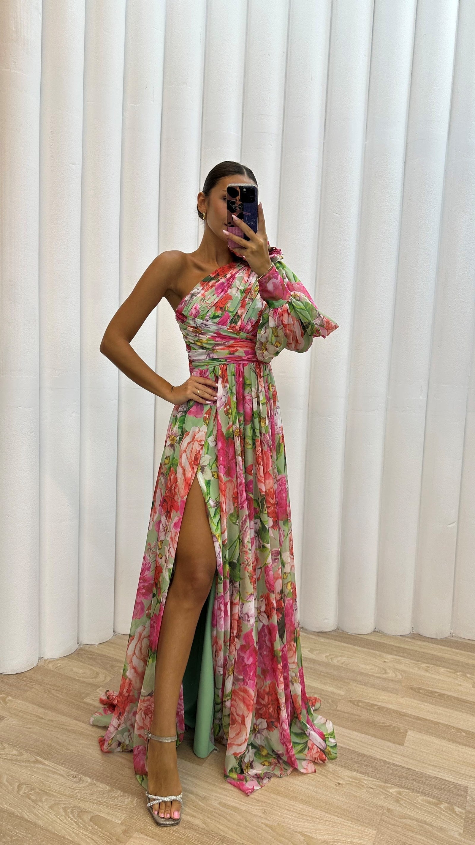 Women Dress | Asymmetrical One Shoulder Maxi Length