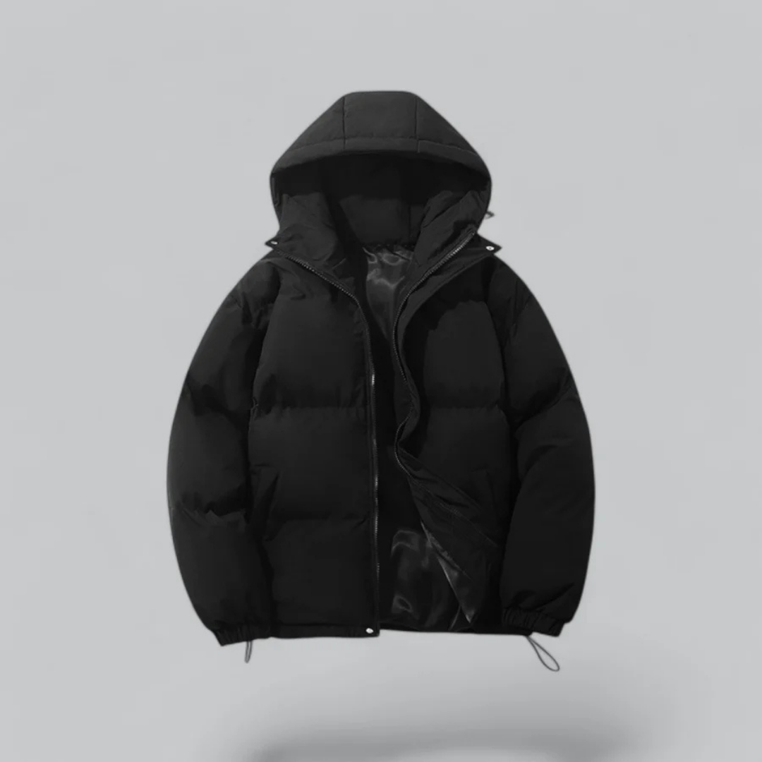 Herrenwinterjacke mit Kapuze | Reißverschlussform