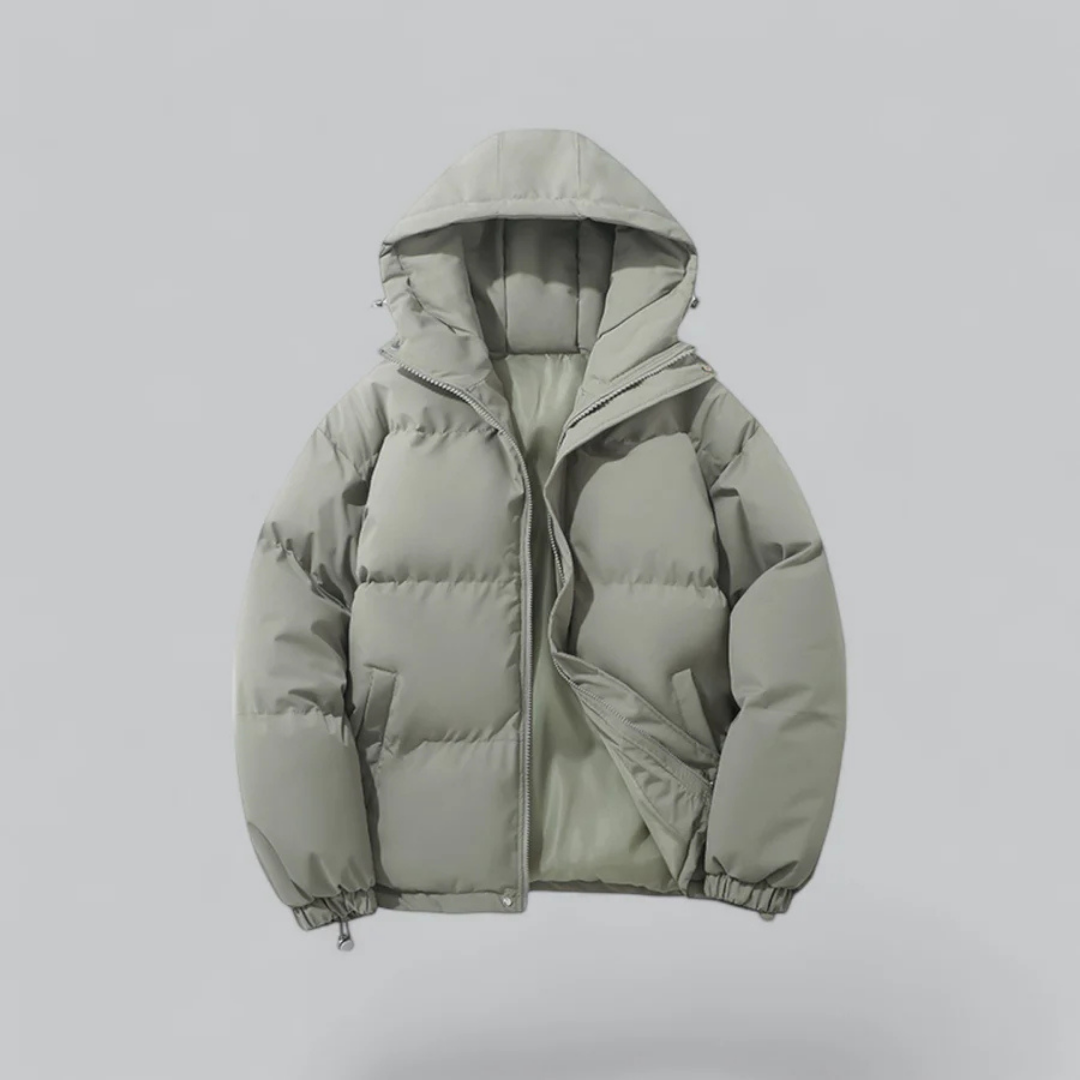 Herrenwinterjacke mit Kapuze | Reißverschlussform