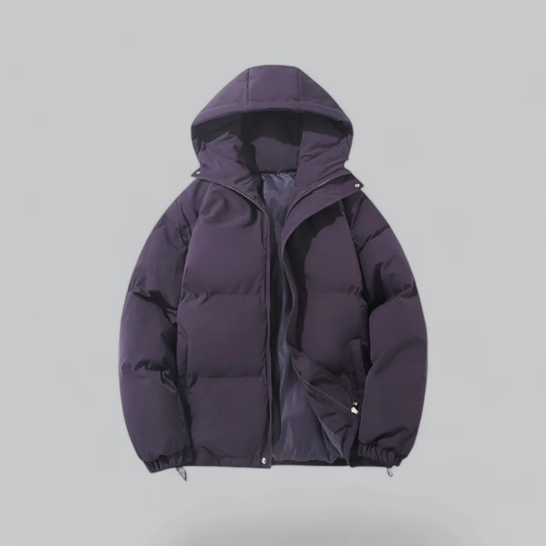 Herrenwinterjacke mit Kapuze | Reißverschlussform