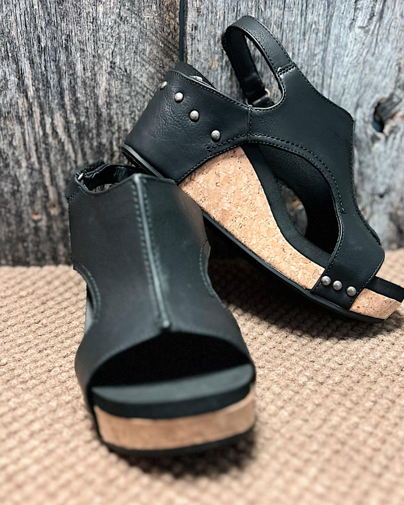 Damen Sandalen | Keilabsatz mit Plateau und Fersenriemen