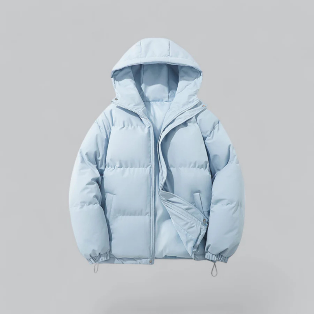 Herrenwinterjacke mit Kapuze | Reißverschlussform