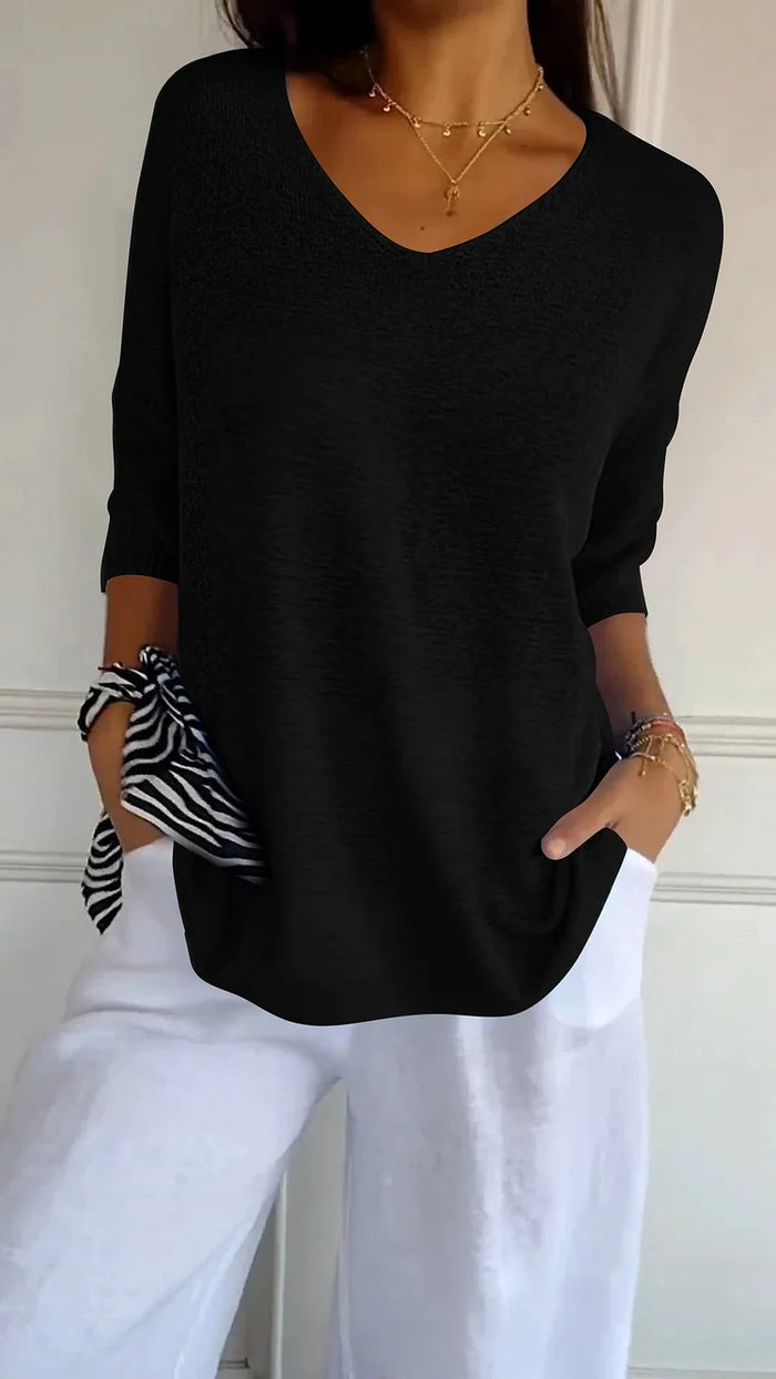 Women Top | V-Neck Design With Three Quarter Length Sleeves