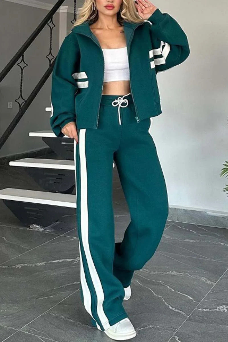 Damen Zweiteiler | Reißverschlussjacke mit Seitenstreifen