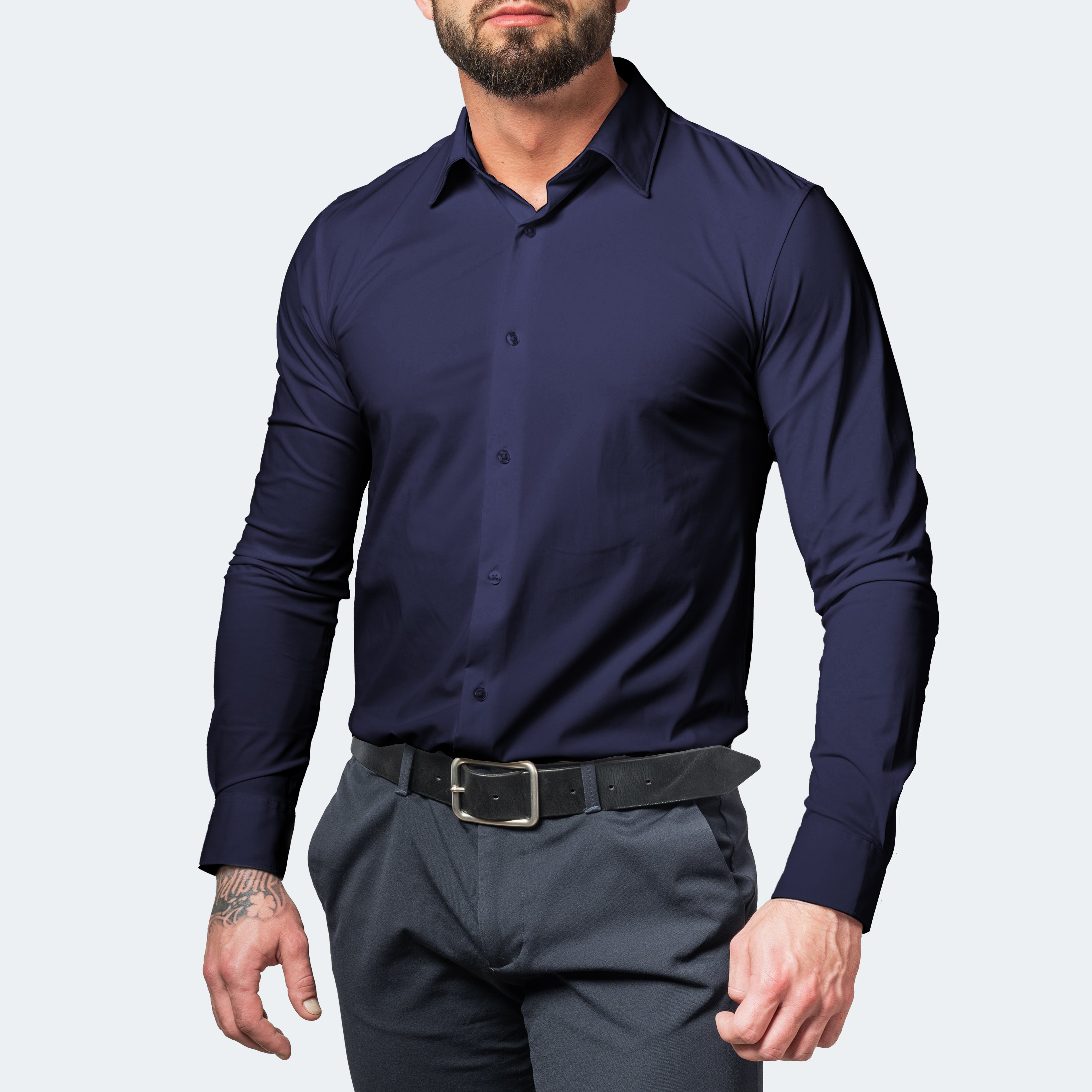 Herren Hemd | breiter Kragen mit Knopfleiste