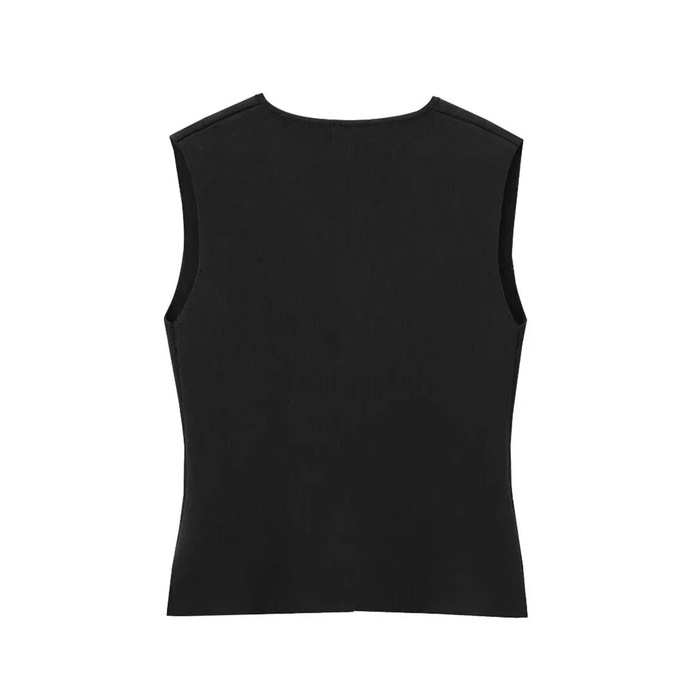 Damen Top | ärmellose Gilet-Form mit V-Ausschnitt