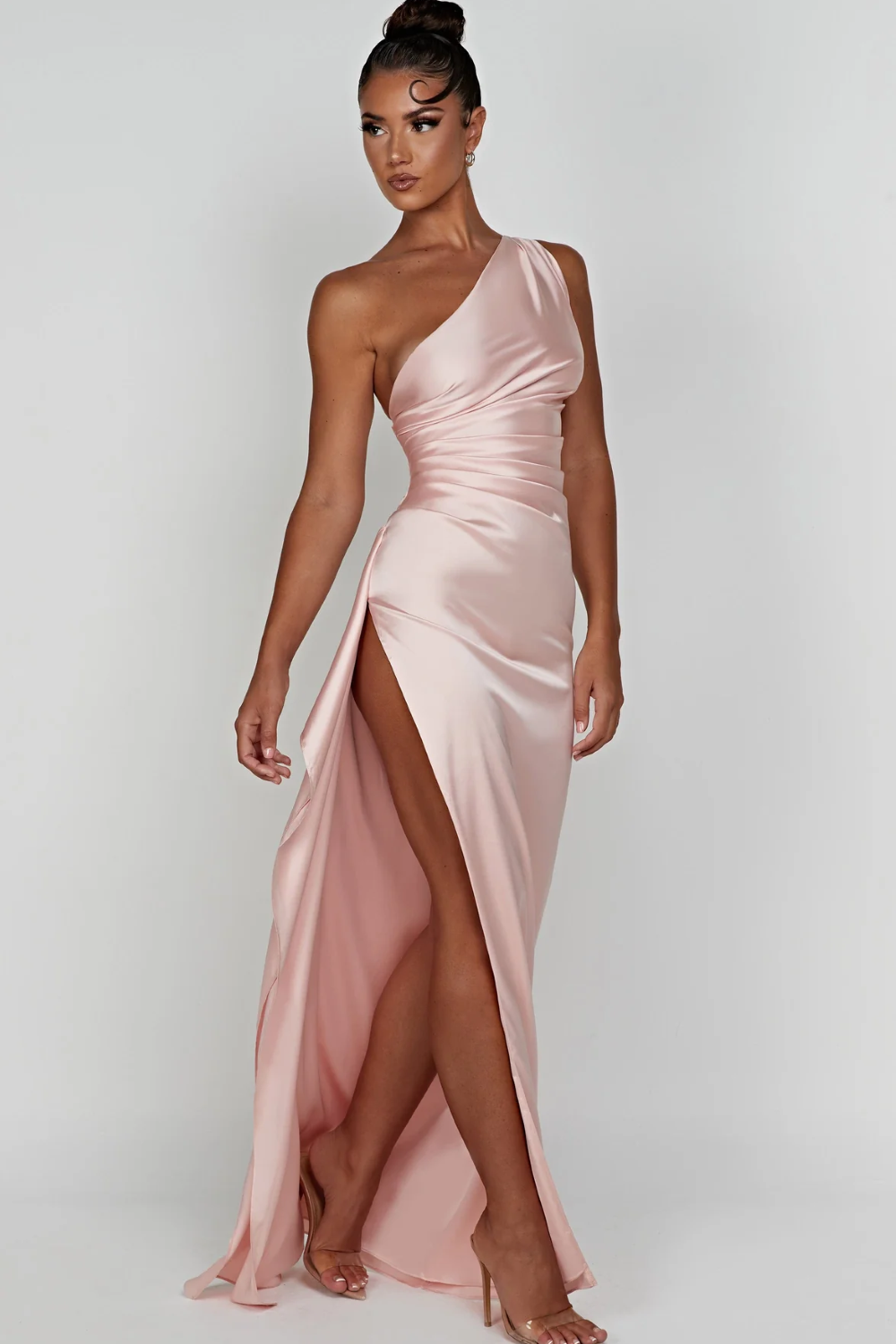 Women Maxi Dress | One Shoulder Design With Thigh Slit Maxi Length