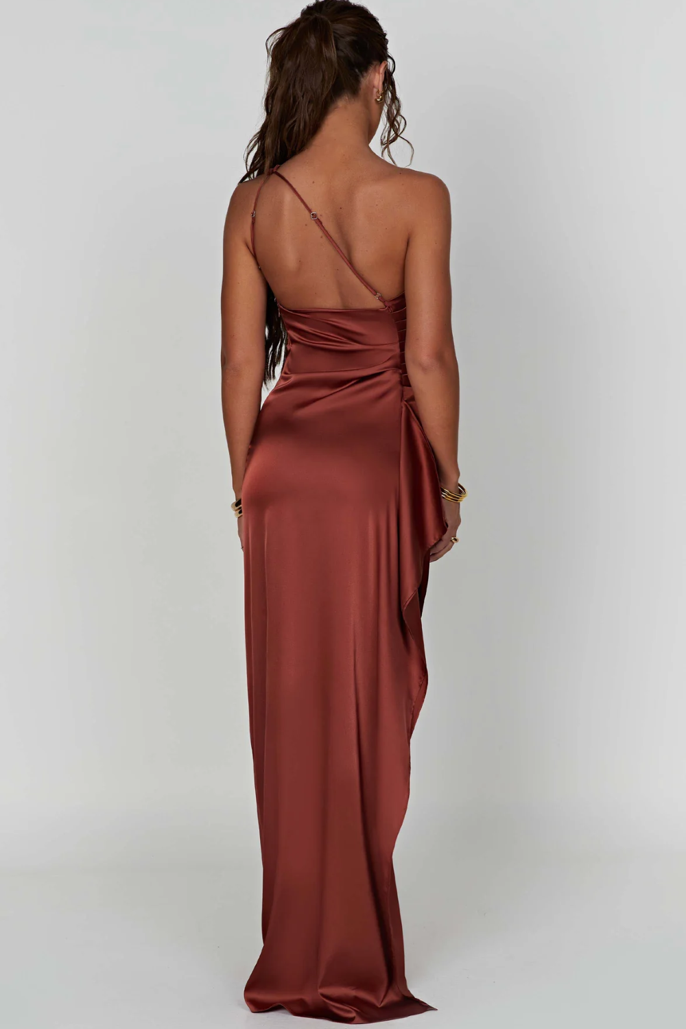 Women Maxi Dress | One Shoulder Design With Thigh Slit Maxi Length