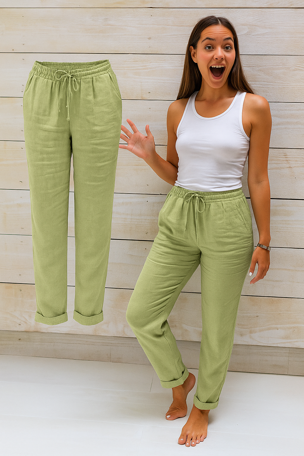 Damen Hose | Lockere Schnittform mit elastischem Bund