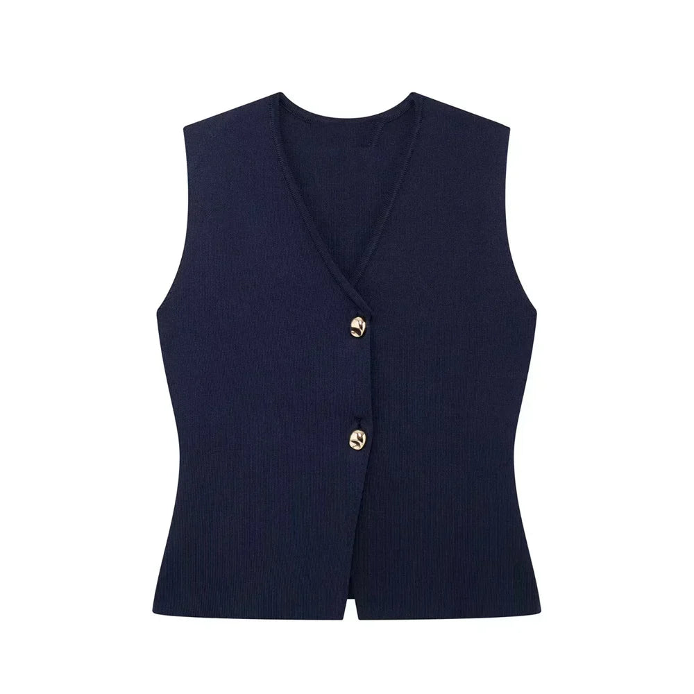 Damen Top | ärmellose Gilet-Form mit V-Ausschnitt