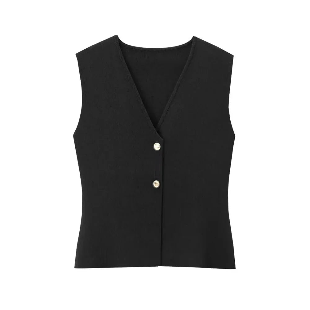 Damen Top | ärmellose Gilet-Form mit V-Ausschnitt