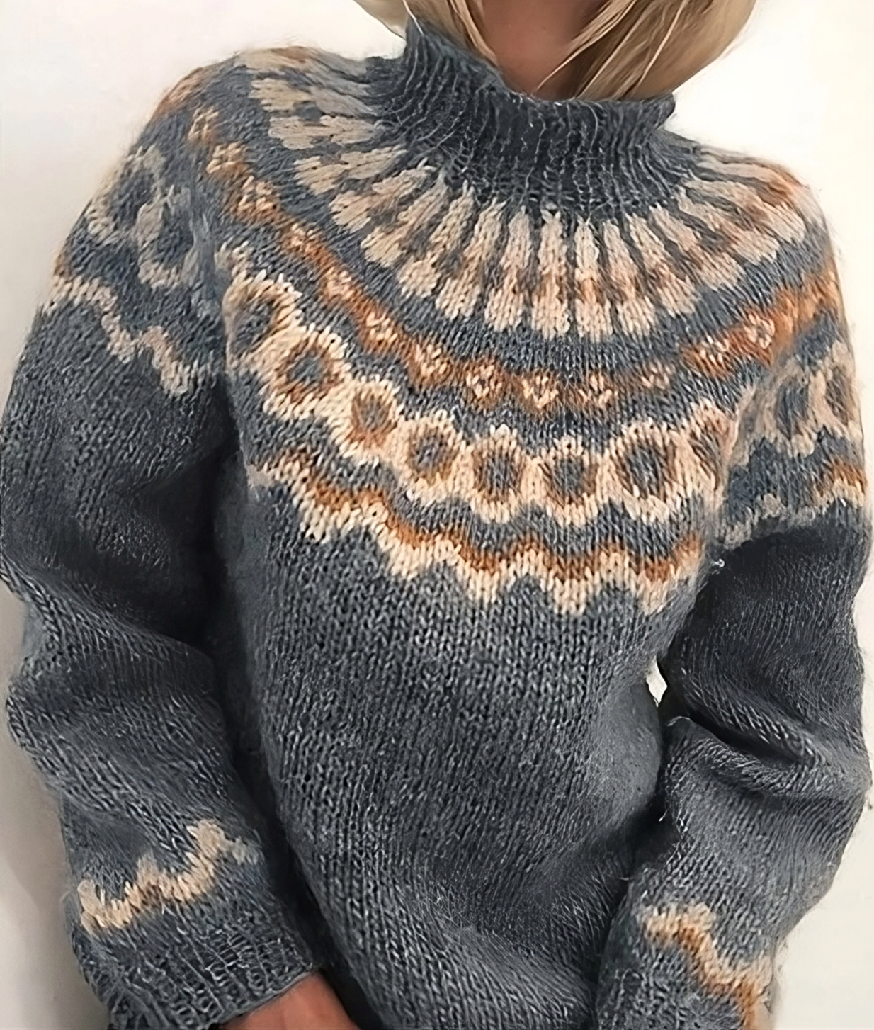 Warmer Norweger Pullover für Damen | Rollkragen