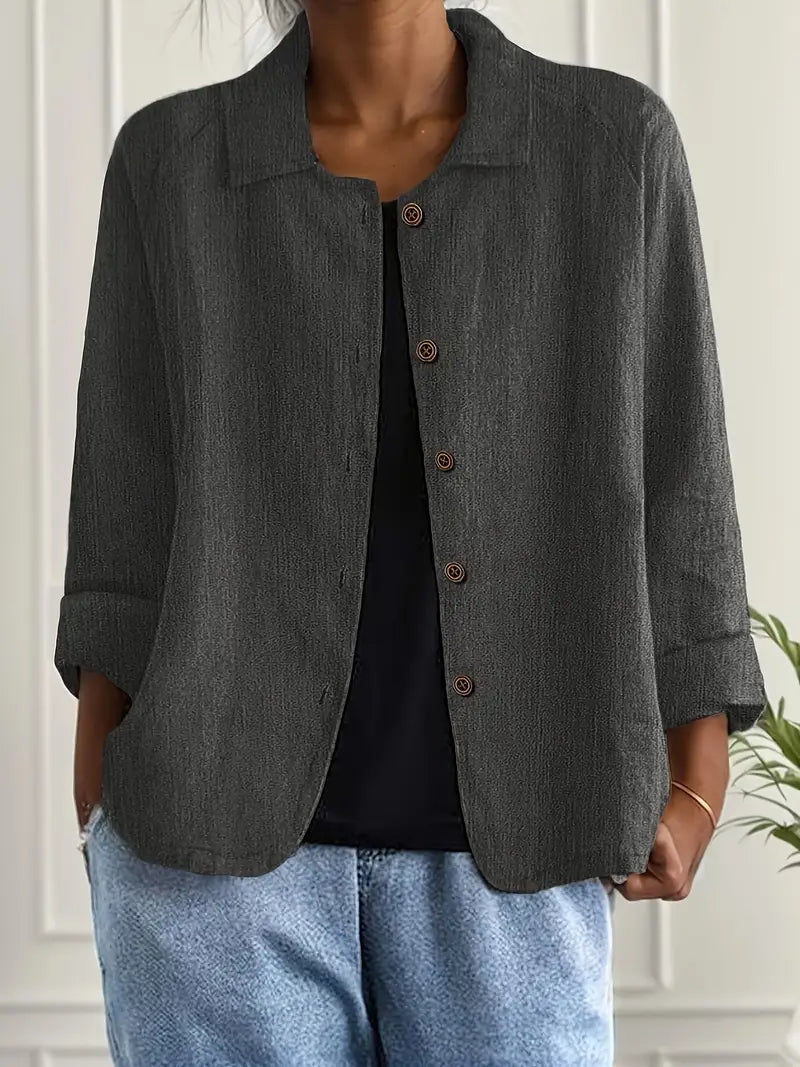 Damen Jacke | Knopfleiste mit Kragen und Kurzform
