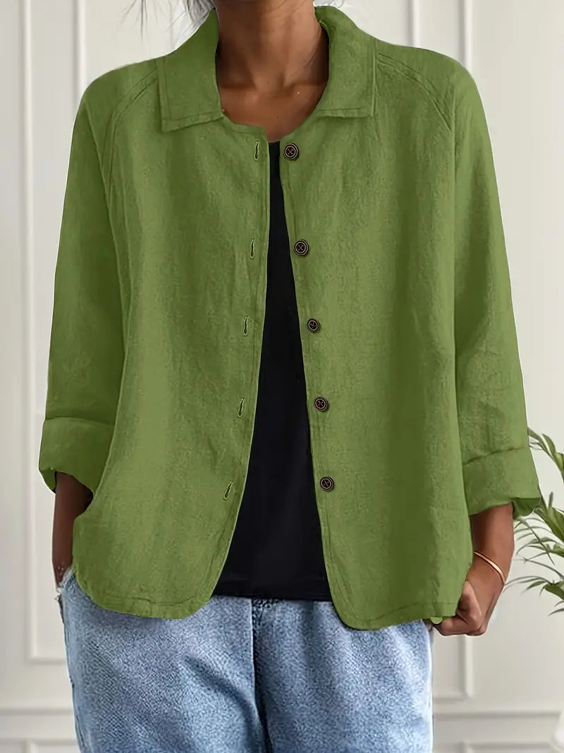 Damen Jacke | Knopfleiste mit Kragen und Kurzform