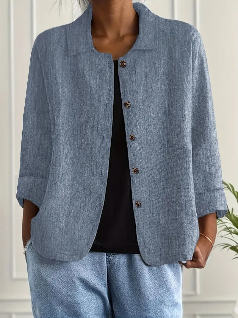 Damen Jacke | Knopfleiste mit Kragen und Kurzform