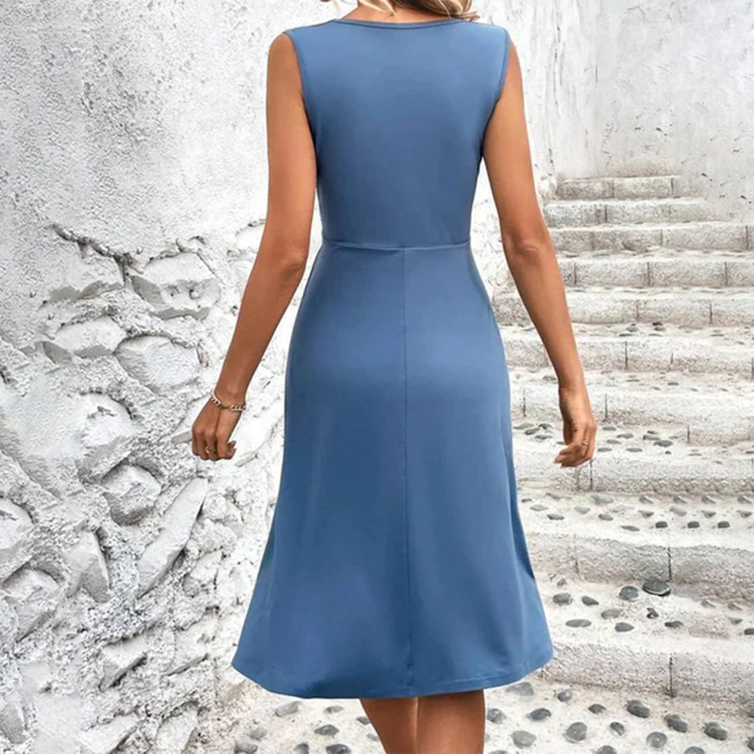Women Sleeveless Dress | Wrap Neckline Construction