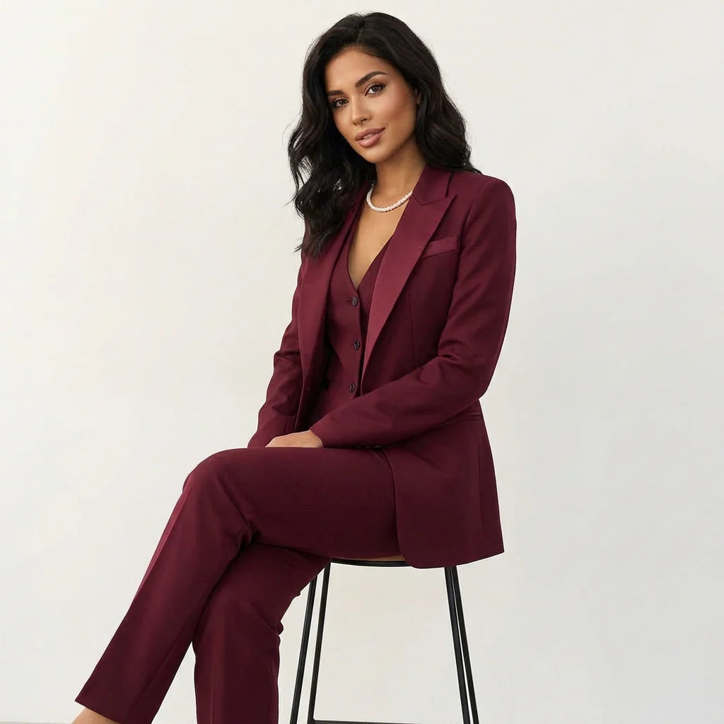 Damen Set | Blazer mit Weste und langer Hose