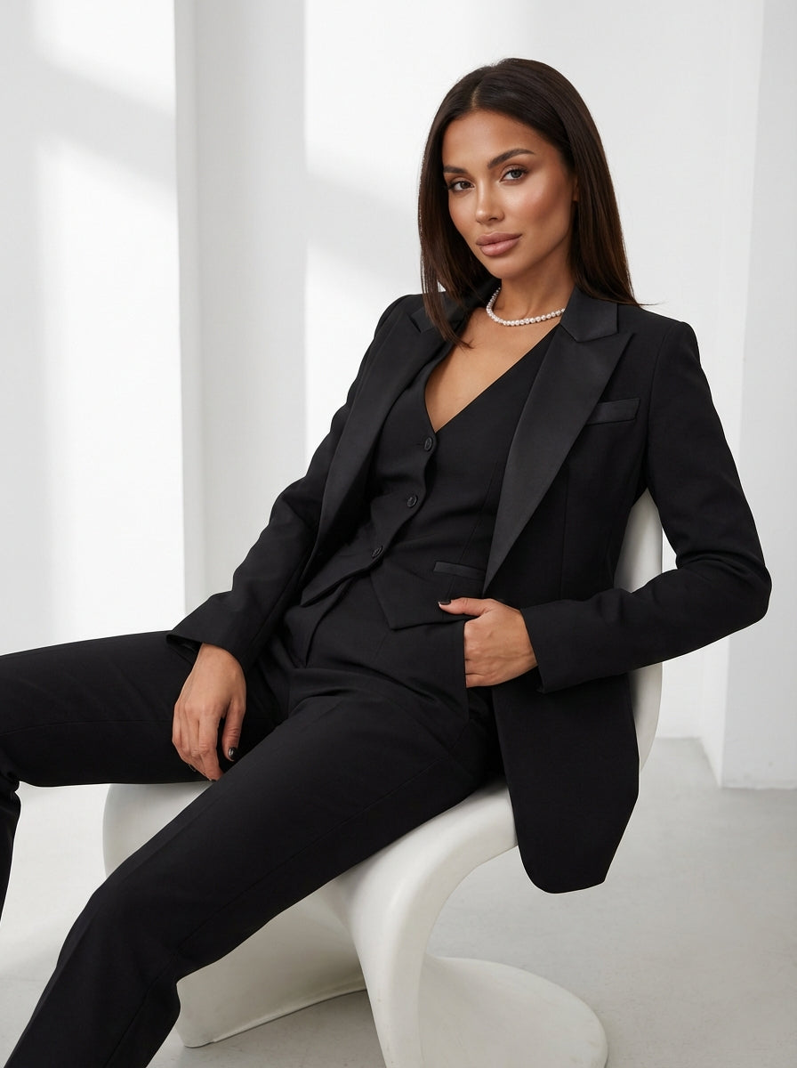 Damen Set | Blazer mit Weste und langer Hose