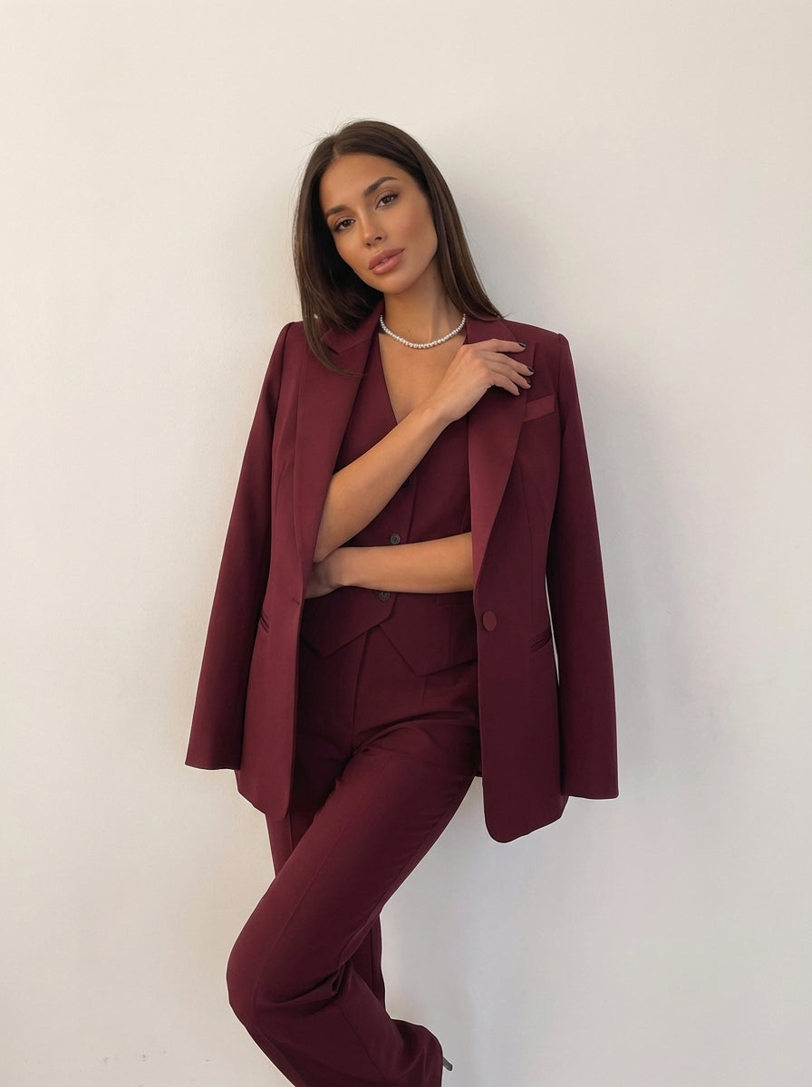 Damen Set | Blazer mit Weste und langer Hose