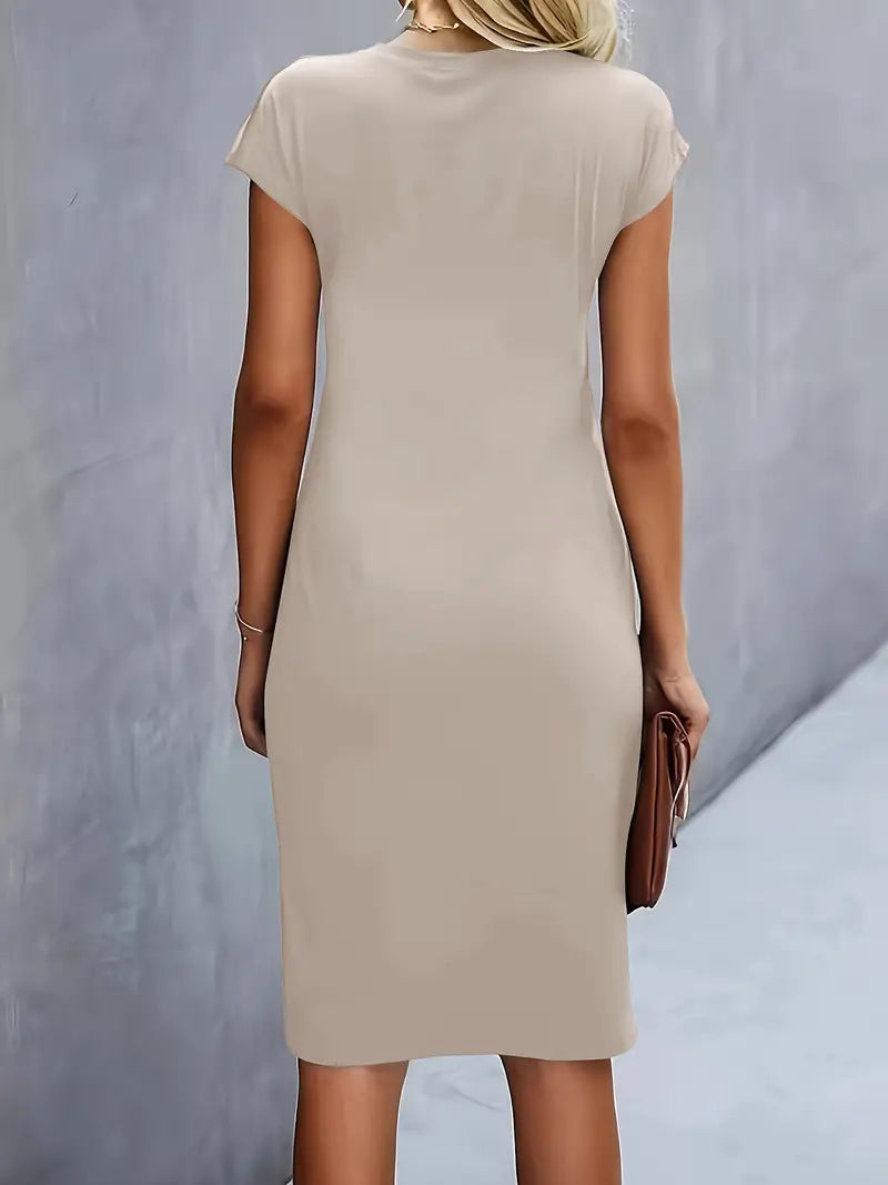 Women Midi Dress | Tailored Fit With Round Neckline Silhouette Design